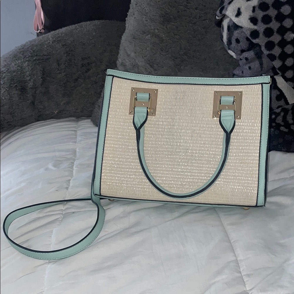 Chic Mint Green and Beige Handbag